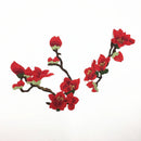 Set of 2PCS Lace Embroidered Flower Trim Sewing Applique Mangnolia Dress Costume DIY Accessory Scrapbooking Embellishment Red