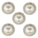 5 Pieces Pearl+ Rhinestone Decorative Buttons Sewing Buttons Sewing Craft