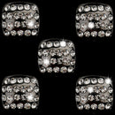 5 Piece Black Square Rhinestone Pearl Shank Buttons for Sewing Crafting 20mm