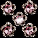 5 Piece Alloy Flower Rhinestone Pearl Shank Buttons for Sewing Crafting 20mm