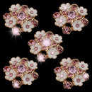 5 Piece Diamante Flower Rhinestone Shank Buttons Decoration Embellishments for Wedding Sewing Crafting 23mm