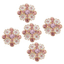 5 Piece Diamante Flower Rhinestone Shank Buttons Decoration Embellishments for Wedding Sewing Crafting 23mm
