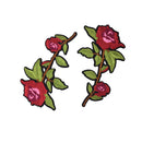 2 Pieces Red Flower Embroidered Lace Fabric Applique Decorated Sew Iron on Patches