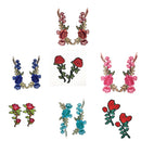 2 Pieces Red Flower Embroidered Lace Fabric Applique Decorated Sew Iron on Patches