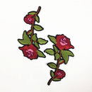 2 Pieces Red Flower Embroidered Lace Fabric Applique Decorated Sew Iron on Patches