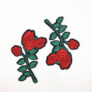 2 Pieces DIY Embossed Red Flower Embroidery Sew Iron on Patch Applique for Craft