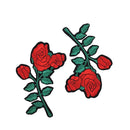 2 Pieces DIY Embossed Red Flower Embroidery Sew Iron on Patch Applique for Craft