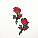 2 Pieces Red Flower Floral Lace Embroidery Patch Motif Trim Sew/Iron on Applique for Garment Decoration
