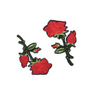 2 Pieces Red Flower Floral Lace Embroidery Patch Motif Trim Sew/Iron on Applique for Garment Decoration