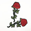 2 Pieces Red Rose Flower Embroidery Sew/Iron on Applique Patches for Garment Decoration