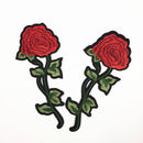 2 Pieces Red Rose Flower Embroidery Sew/Iron on Applique Patches for Garment Decoration