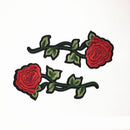 2 Pieces Red Rose Flower Embroidery Sew/Iron on Applique Patches for Garment Decoration