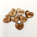 100 Pieces Wood Shapes Unfinished Heart Love Printed Slice for Craft 12x15mm