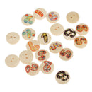 100 Pieces Numbers Pattern Wooden Round 2-holes Buttons Embellishments for Scrapbooking Decoration 15mm