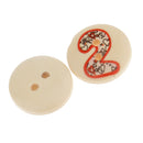 100 Pieces Numbers Pattern Wooden Round 2-holes Buttons Embellishments for Scrapbooking Decoration 15mm