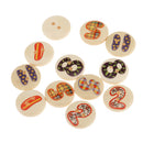 100 Pieces Numbers Pattern Wooden Round 2-holes Buttons Embellishments for Scrapbooking Decoration 15mm
