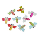 100 Pieces Mixed Wooden Buttons Scrapbooking Sewing Crafting 3 cm Dragonfly