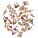 50 Pieces Mixed Color Heart Shaped Wooden Clips/Mini Bag Clips/Paper Clips/Wood Pegs