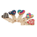 50 Pieces Mixed Color Heart Shaped Wooden Clips/Mini Bag Clips/Paper Clips/Wood Pegs