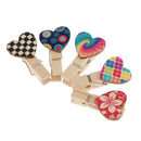 50 Pieces Mixed Color Heart Shaped Wooden Clips/Mini Bag Clips/Paper Clips/Wood Pegs