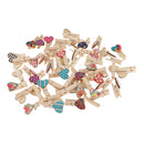 50 Pieces Mixed Color Heart Shaped Wooden Clips/Mini Bag Clips/Paper Clips/Wood Pegs
