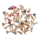 50 Pieces Mixed Color Heart Shaped Wooden Clips/Mini Bag Clips/Paper Clips/Wood Pegs