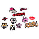 11pcs Embroidered Patches Cartoon Animals&Words Applique Iron on Clothing