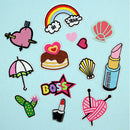 13 Pieces Embroidered Sew Iron on Applique Patch Rainbow Heart Lipstick Patches