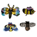 4 Pieces/set Bee Dragonfly Sequins Crystal Patches Embroidered Applique Embellishment Sewing on Clothes Craft