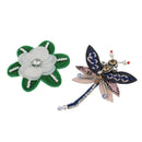4 Pieces/Set Dragonfly Flower Sequins Rhinestones Beads Brooch Appliques Patches for Clothing Decoration