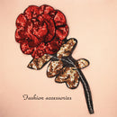 3D Rose Motif Iron/Sew on Embroidered Patch Applique Badge Dress Decoration