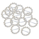 16 Pieces Round Shape Rhinestone Ribbon Buckles Sliders for Wedding Invitation Party Favor Silver 14mm