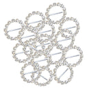 16 Pieces Round Shape Rhinestone Ribbon Buckles Sliders for Wedding Invitation Party Favor Silver 14mm