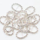 16 Pieces Oval Shape Rhinestone Ribbon Buckles Sliders for Wedding Invitation Party Favor Silver 10x20mm