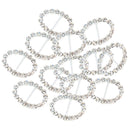 16 Pieces Oval Shape Rhinestone Ribbon Buckles Sliders for Wedding Invitation Party Favor Silver 10x20mm