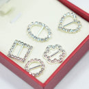 16 Pieces Oval Shape Rhinestone Ribbon Buckles Sliders for Wedding Invitation Party Favor Silver 10x20mm