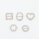 16 Pieces Flower Shape Rhinestone Ribbon Buckles Sliders for Wedding Invitation Party Favor Silver 17mm