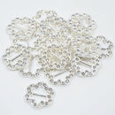 16 Pieces Flower Shape Rhinestone Ribbon Buckles Sliders for Wedding Invitation Party Favor Silver 17mm