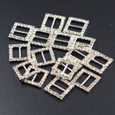 16 Pieces Square Shape Rhinestone Ribbon Buckles Sliders for Wedding Invitation Party Favor Silver 15mm
