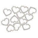 16 Pieces Heart Shape Rhinestone Ribbon Buckles Sliders for Wedding Invitation Party Favor Silver 17x18mm