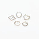 16 Pieces Heart Shape Rhinestone Ribbon Buckles Sliders for Wedding Invitation Party Favor Silver 17x18mm