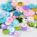 7mm Round Cupped Loose Sequins Sewing Craft Hat Wedding Dress Costume DIY Embellishment Pack of 400PCS Blue