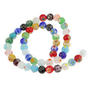 Mix Color Millefiori Lampwork Glass Round Beads Loose Spacer Beads for Jewelry Making Crafts 8mm