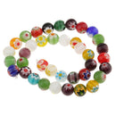 Wholesale Mix Colors Millefiori Flower Lampwork Glass Round Beads Loose Spacer Beads DIY Accessories 10mm