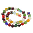Wholesale Mix Colors Millefiori Flower Lampwork Glass Round Beads Loose Spacer Beads DIY Accessories 10mm