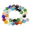Mix Color Millefiori Lampwork Glass Round Beads Loose Spacer Beads for Jewelry Making Crafts 12mm