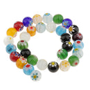 Mix Color Millefiori Lampwork Glass Round Beads Loose Spacer Beads for Jewelry Making Crafts 12mm