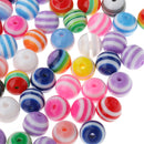 100 Pieces Mixed Color Round Striped Resin Plastic Beads for Jewelry Making DIY Bracelet Necklace 10mm