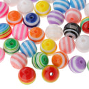 100 Pieces Mixed Color Round Striped Resin Plastic Beads for Jewelry Making DIY Bracelet Necklace 10mm