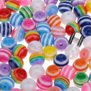 100 Pieces Mixed Color Round Striped Resin Plastic Beads for Jewelry Making DIY Bracelet Necklace 10mm